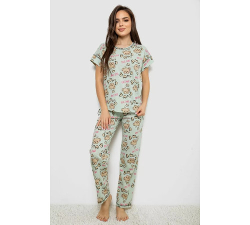 Женская пижама с принтом, цвет мятный, 243R6018