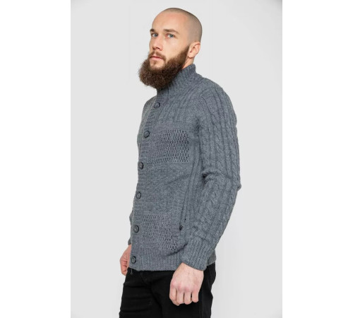 Кофта мужская на пуговицах, цвет серый, 214R10633.