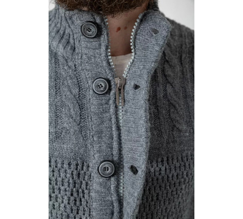 Кофта мужская на пуговицах, цвет серый, 214R10633.