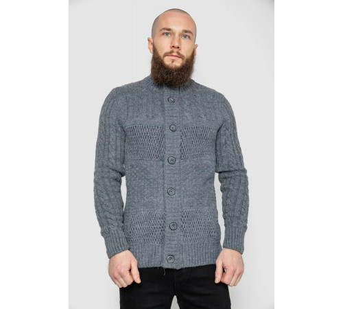 Кофта мужская на пуговицах, цвет серый, 214R10633.