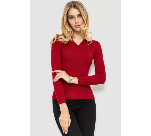 Женская кофта в рубчик, цвет бордовый, 204R015