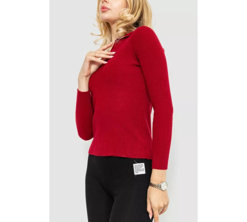 Женская кофта в рубчик, цвет бордовый, 204R015