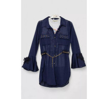 Сукня-сорочка в комплекті з майкою для дівчаток, колір темно-синій, 247R0495