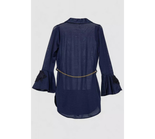 Платье-рубашка в комплекте с майкой для девочек, цвет темно-синий, 247R0495