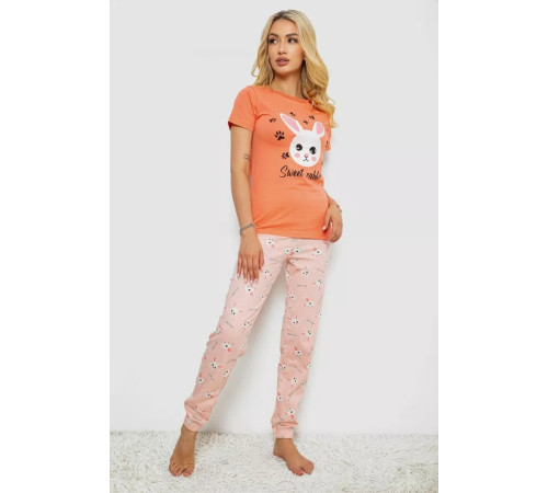 Женская пижама с принтом, цвет оранжевый, 243R15846