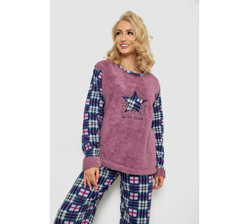 Піжама жіноча махра, колір пудрово-синій, 238R58441