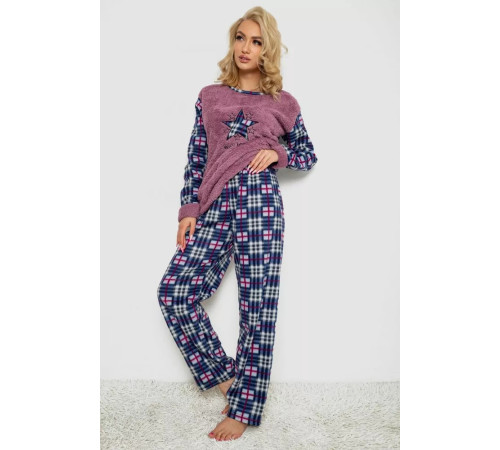 Піжама жіноча махра, колір пудрово-синій, 238R58441