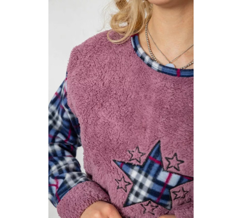 Піжама жіноча махра, колір пудрово-синій, 238R58441