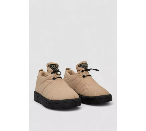 Дутики женские зимние на меху, цвет черно-бежевый, 248RFM04