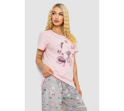Женская пижама с принтом, цвет розовый, 243R7525.
