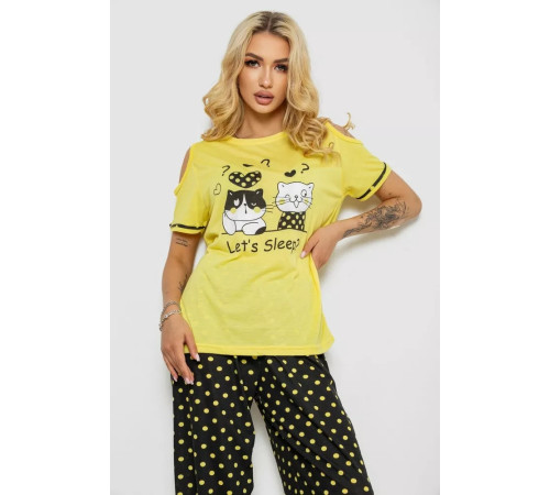 Піжама жіноча з принтом, колір жовтий, 243R3038-A