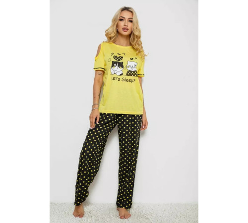 Піжама жіноча з принтом, колір жовтий, 243R3038-A