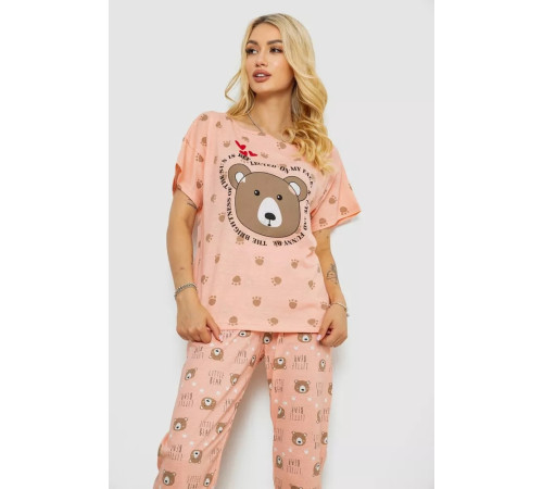 Пижама женская с принтом, цвет персиковый, 243R15436.