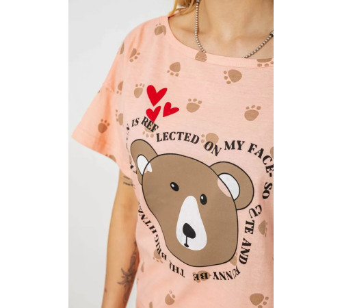 Пижама женская с принтом, цвет персиковый, 243R15436.