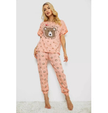 Пижама женская с принтом, цвет персиковый, 243R15436.