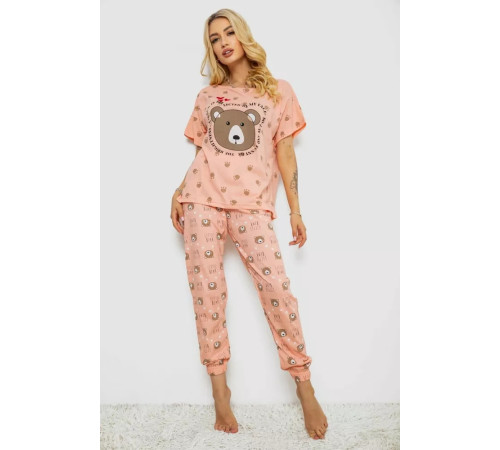 Пижама женская с принтом, цвет персиковый, 243R15436.
