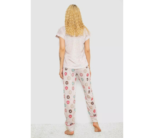 Женская пижама с принтом, цвет пудровый, 243R6015