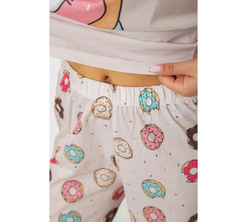 Женская пижама с принтом, цвет пудровый, 243R6015