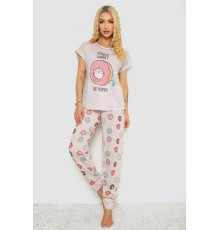 Женская пижама с принтом, цвет пудровый, 243R6015
