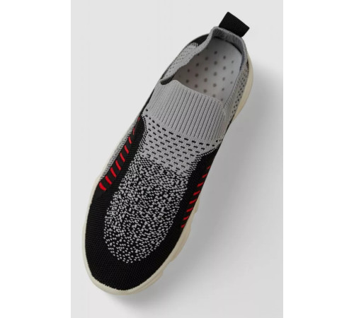 Слипоны женские из ткани, цвет черно-серый, 244R321C