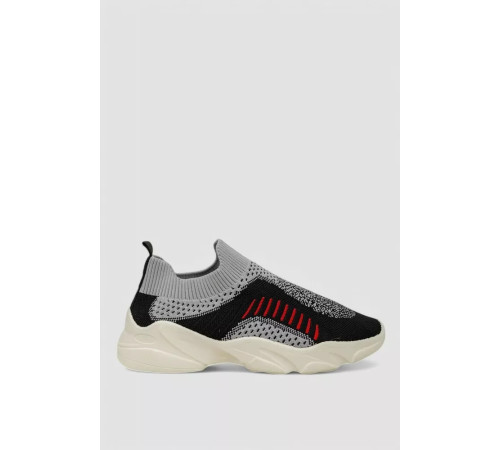 Слипоны женские из ткани, цвет черно-серый, 244R321C