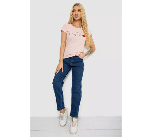 Женская футболка с принтом, цвет персиковый, 244R2211