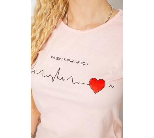 Женская футболка с принтом, цвет персиковый, 244R2211
