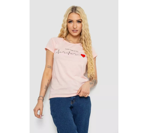 Женская футболка с принтом, цвет персиковый, 244R2211