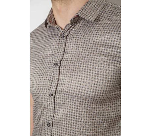 Рубашка мужская с принтом, цвет бежевый, 214R6917-5.