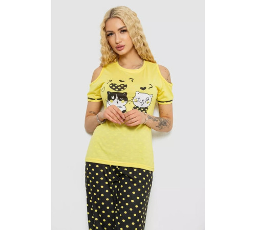 Піжама жіноча з принтом, колір жовтий, 243R2038-A
