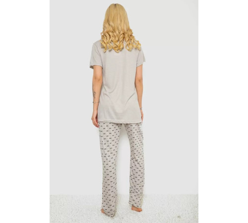 Женская пижама с принтом, цвет серый, 243R7032