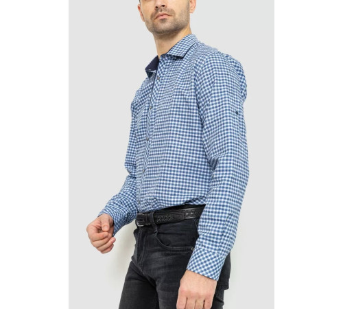 Сорочка чоловіча в клітинку байкова, колір синьо-білий, 214R115-35-193