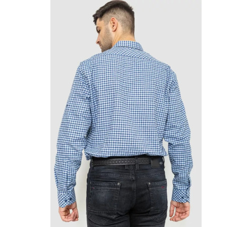 Сорочка чоловіча в клітинку байкова, колір синьо-білий, 214R115-35-193