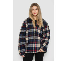 Кофта-рубашка на молнии утепленная, цвет сине-бежевый, 244R2210