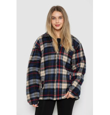 Кофта-рубашка на молнии утепленная, цвет сине-бежевый, 244R2210