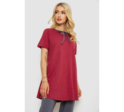 Піжама жіноча з принтом, колір бордовий, 243R10391