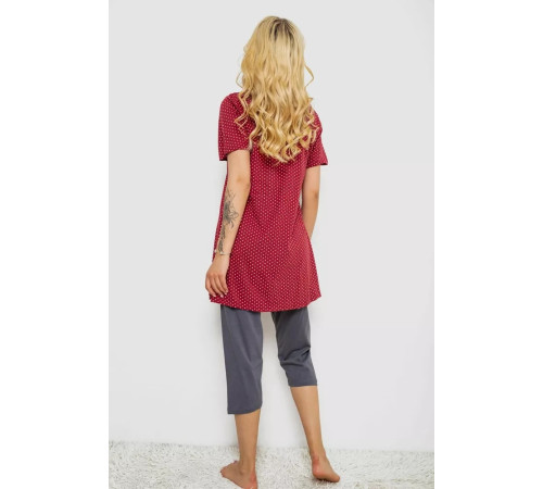 Піжама жіноча з принтом, колір бордовий, 243R10391