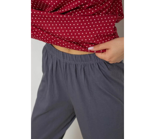 Піжама жіноча з принтом, колір бордовий, 243R10391