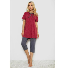 Пижама женская с принтом, цвет бордовый, 243R10391.