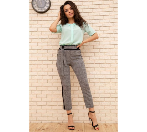 Жіночі вкорочені штани, в клітку з лампасами, колір Сірий, 172R9314-3