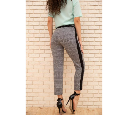 Жіночі вкорочені штани, в клітку з лампасами, колір Сірий, 172R9314-3