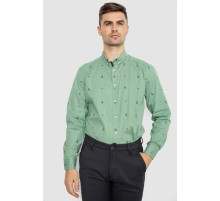 Рубашка мужская котоновая повседневная, цвет зеленый, 247R414