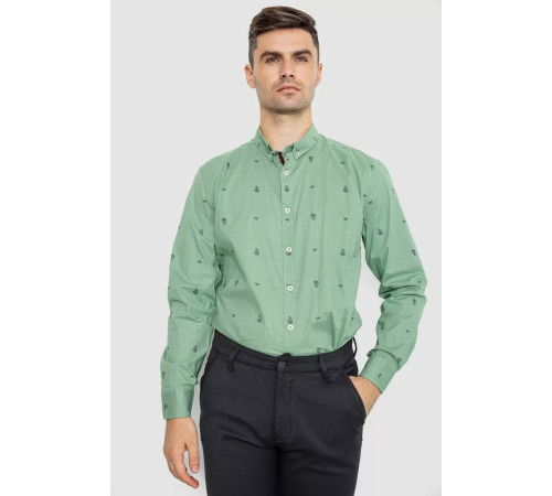 Сорочка чоловіча котонова повсякденна, колір зелений, 247R414
