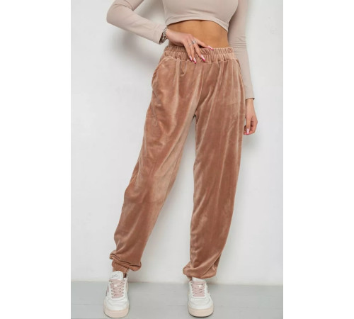 Брюки женские велюровые, цвет бежевый, 238R105