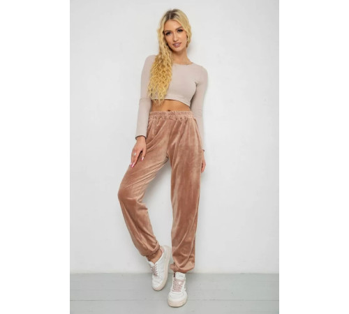 Брюки женские велюровые, цвет бежевый, 238R105