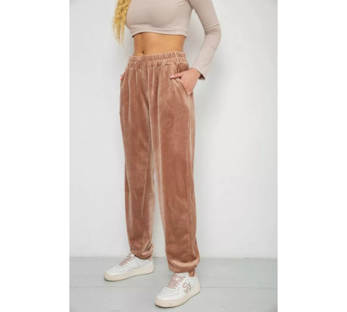 Брюки женские велюровые, цвет бежевый, 238R105