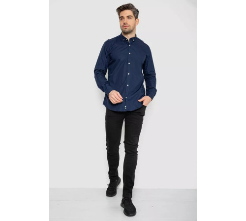 Сорочка чоловіча котонова повсякденна, колір темно-синій, 247R425