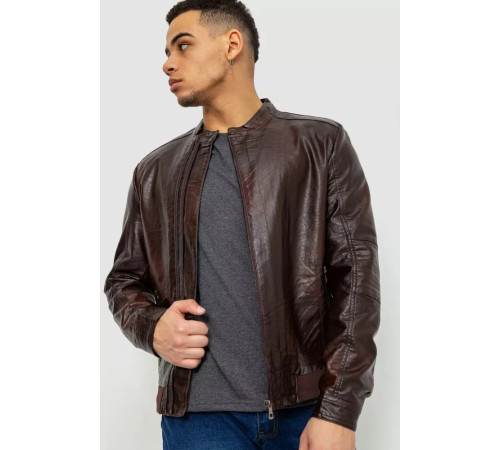 Куртка чоловіча демісезонна екошкіра, колір коричневий, 243R1978