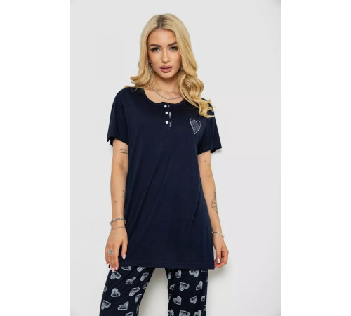 Женская пижама с принтом, цвет синий, 243R7080