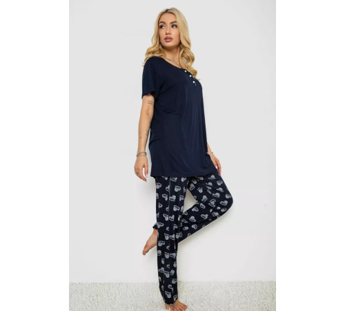 Женская пижама с принтом, цвет синий, 243R7080